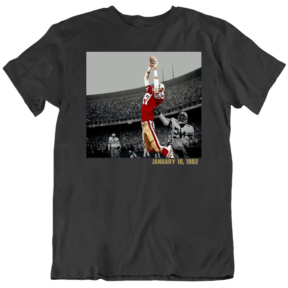 th AreaTshirts Dwight Clark The Catch Dated San Francisco Football Fan T Shirt Dog / Black / 2 X-Large