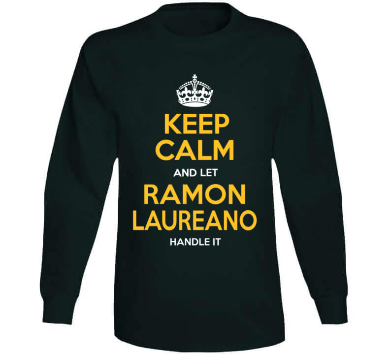 thAreaTshirts Ramon Laureano Keep Calm Oakland Baseball Fan T Shirt Long Sleeve / Forest Green / 2 X-Large