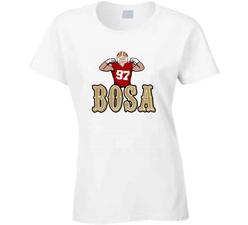 th AreaTshirts Nick Bosa Flexing Beast San Francisco Football Fan V2 T Shirt Ladies / White / Small