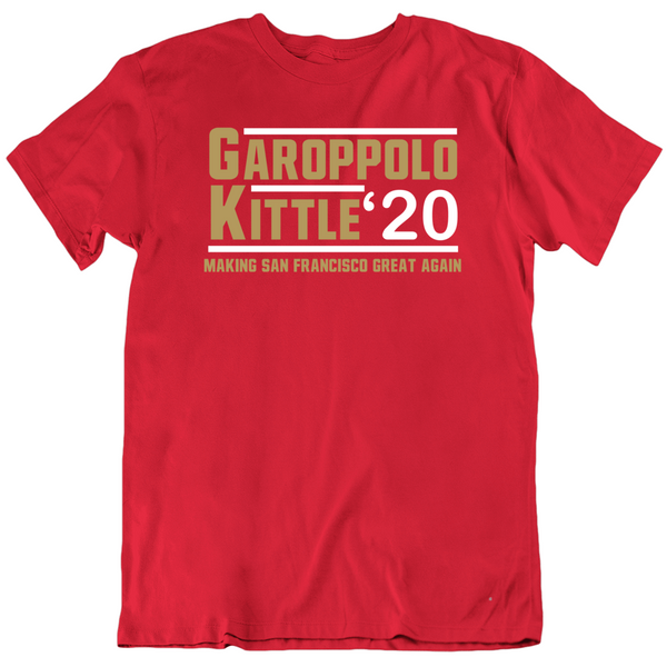 th AreaTshirts Jimmy Garoppolo George Kittle 20 Making San Francisco Great Again Football Fan T Shirt Dog / Red / Large