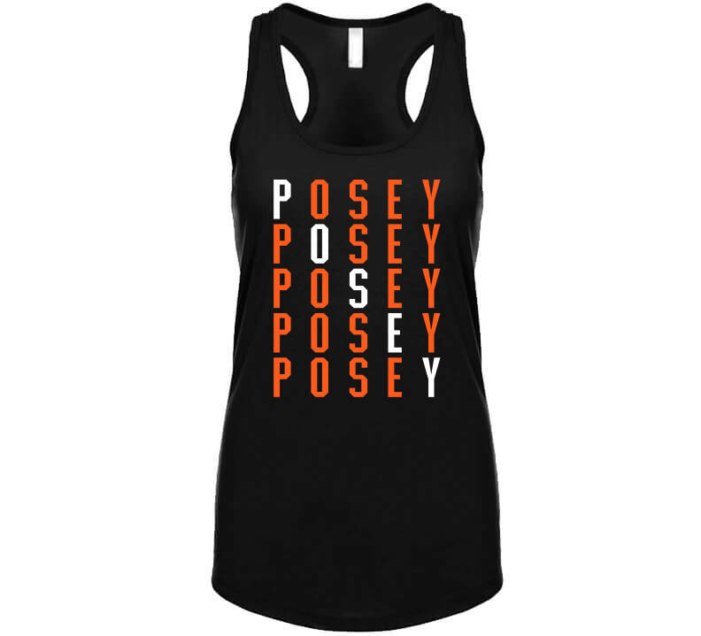 Women's San Francisco Giants Buster Posey 5th & Ocean by New Era Orange  Script Name & Number V-Neck T-Shirt